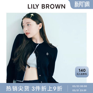 LWND254058 简约假两件拼色圆领针织开衫 LILY BROWN秋冬款