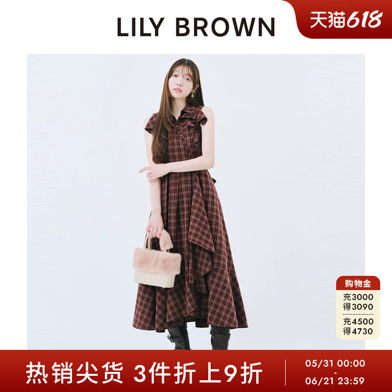 LILY BROWN秋冬款无袖衬衫领收腰荷叶边连衣裙LWFO254213