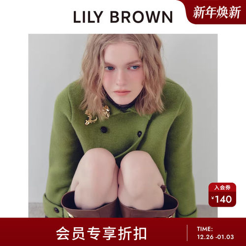 LILYBROWN双排扣毛呢中款大衣