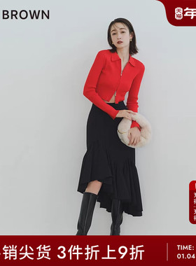 LILY BROWN秋冬款 甜美高腰不规则修身鱼尾裙LWFS234098