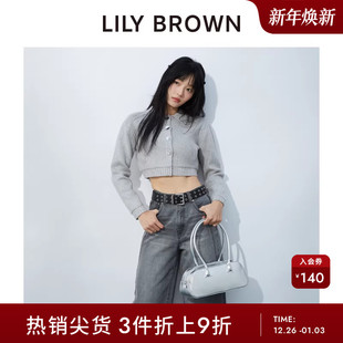 LWNJ251053 简约纯色翻领短夹克针织开衫 LILY BROWN春夏款
