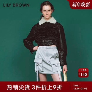LILY 甜美荷叶边百搭抹胸吊带上衣LWFT235098 BROWN秋冬款