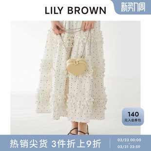 LILY 甜美高腰波点A字木耳边半身裙LWFS252111 BROWN春夏款