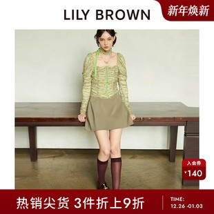 LILY 简约百搭高腰廓形膝上半身裙LWFS251021 BROWN春夏款