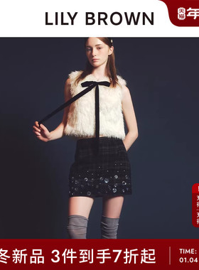 LILY BROWN2025秋冬新品CANDY甜美花朵钉珠高腰半身裙LWFS254815
