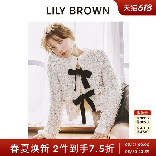 LILYBROWN亮丝蝴蝶结针织开衫