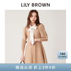 LILY BROWN秋冬款 甜美蝴蝶结修身针织连衣裙LWNO244138