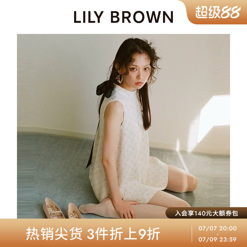 LILY BROWN春夏款CANDY无袖亮片系带A字连衣裙LWFO251808