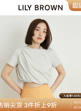 LILY BROWN春夏款 简约打褶圆领百搭基础短袖T恤LWCT242115
