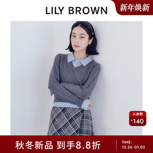 LWFP254093 优雅高腰不规则格纹半身裙裤 LILY BROWN2025秋冬新品