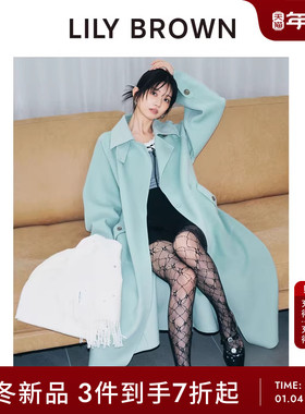 LILY BROWN2025秋冬新品纯色中长款收腰羊毛呢外套大衣LWFC255014