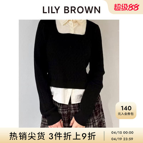 LILYBROWN衬衫领拼接针织衫