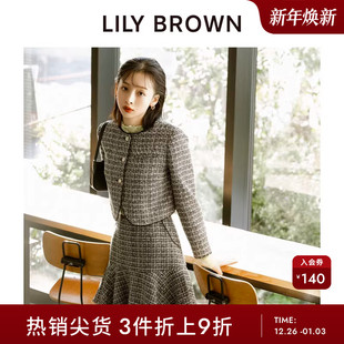 LILY 气质小香风粗花呢百搭短外套LWFJ241102 BROWN春夏款