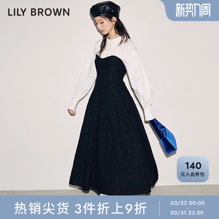 连衣裙LWFO235066 复古拼接收腰假2件衬衫 LILY BROWN秋冬款