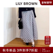 LILY BROWN2025秋冬新品 优雅高腰薄纱亮片格纹半身裙LWFS255045