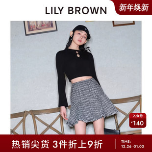 LILY 气质小香风高腰伞裙短半身裙LWFS241103 BROWN春夏款