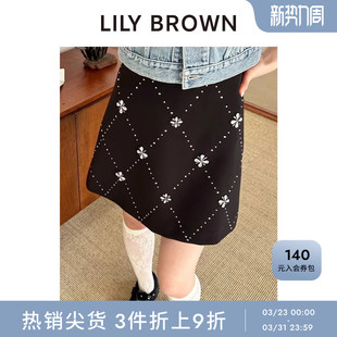 LILY CANDY水钻钉珠高腰A字半身裙LWFS252807 BROWN春夏款