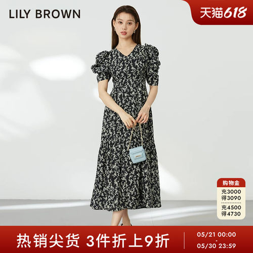 LilyBrown复古气质碎花连衣裙