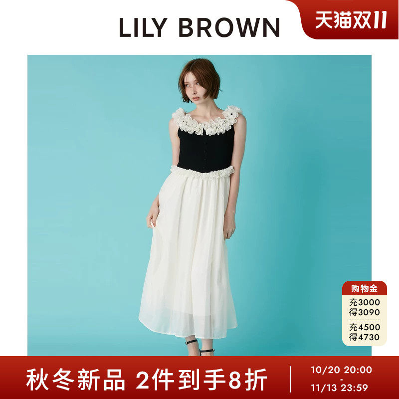 LILY BROWN2026秋冬新品甜美荷叶边针织拼接无袖连衣裙LWNO264047