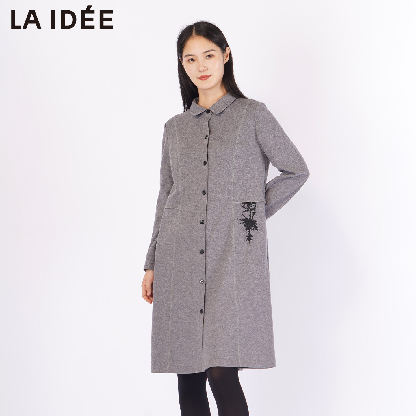 LAIDEE/罗兰伊杜灰色羊毛衬衫连衣裙女中长款收腰知性优雅长裙,女装/女士精品,连衣裙,淘宝优惠券,粉丝福利购,淘宝优惠卷