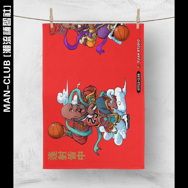 门神插画运动毛巾原创AJKOBE