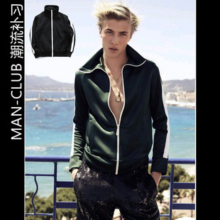 潮流补习社 短款 秋装 饰拉链开襟外套男女装 夹克 复古校服风条纹装