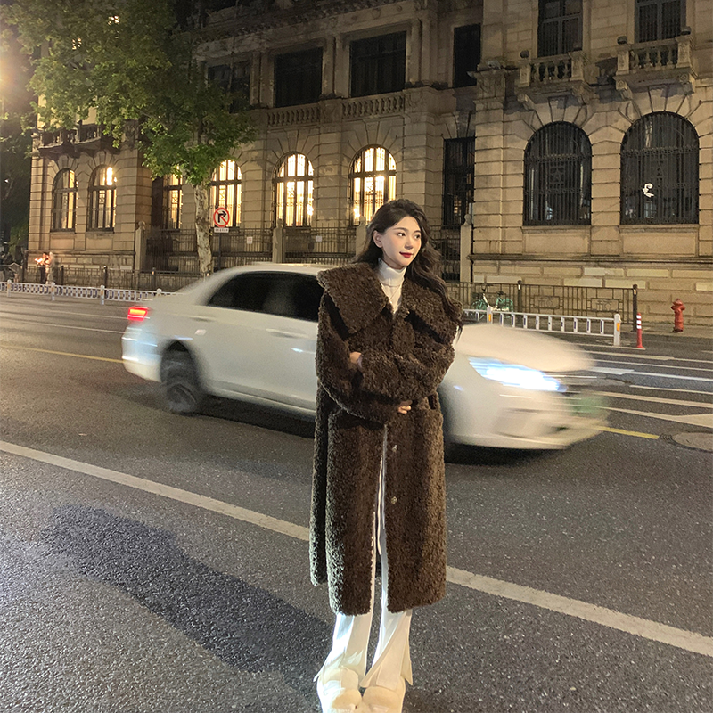 保暖泰迪熊大衣长款羊羔毛