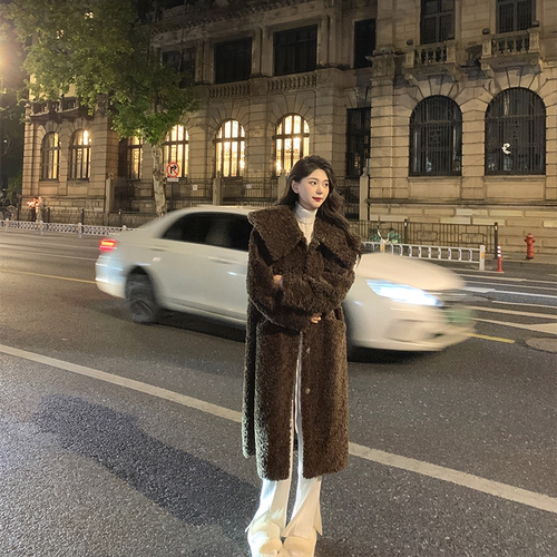 保暖泰迪熊大衣长款羊羔毛