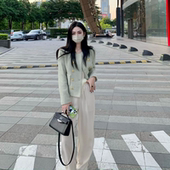 小香风果绿色外套女秋冬2023新款 气质名媛高级感早秋短款 上衣外套