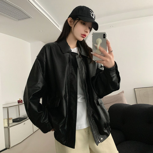 秋季新款机车服皮衣夹克工装