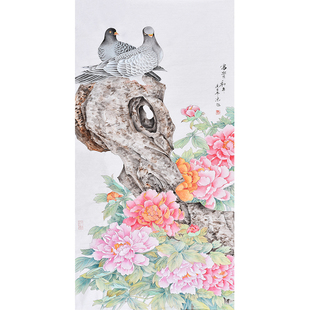 收藏推荐鲁迅美院国画名家纯手绘工笔花鸟画原创参展作品字画真迹