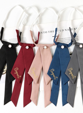 jk百搭原创日系领结女免打蝴蝶结飘带尖角领花刺绣衬衫配饰DYJ15