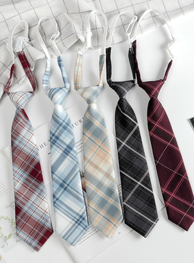 jk小领带黑色女士学院风制服蝴蝶结领结格子免打衬衫配饰女生DYJ4