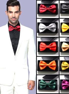 商务领结男士结婚婚礼学生蝴蝶结金黄色黑色正装英伦香槟金纯色潮