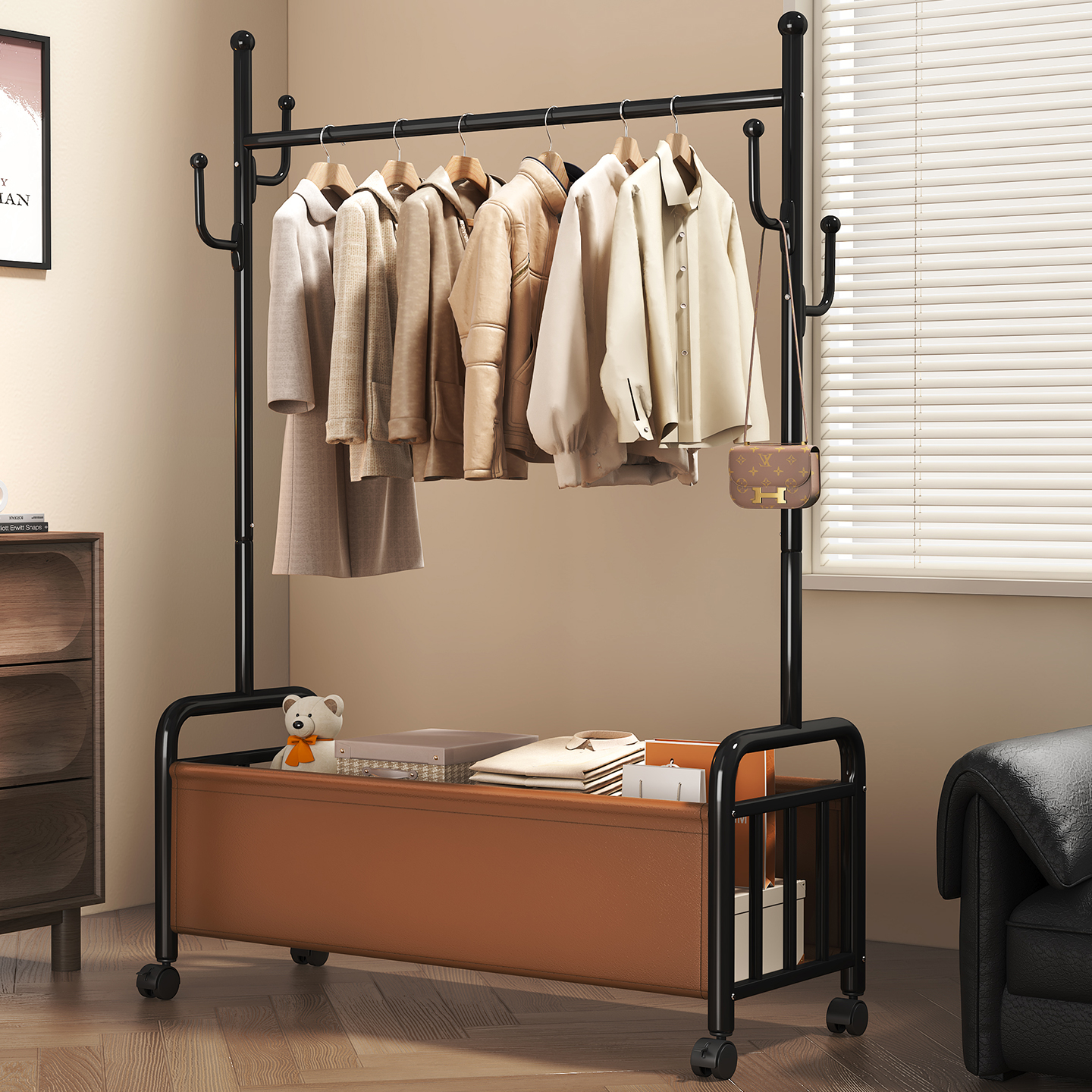 居家小帮手-皮兜衣帽架！