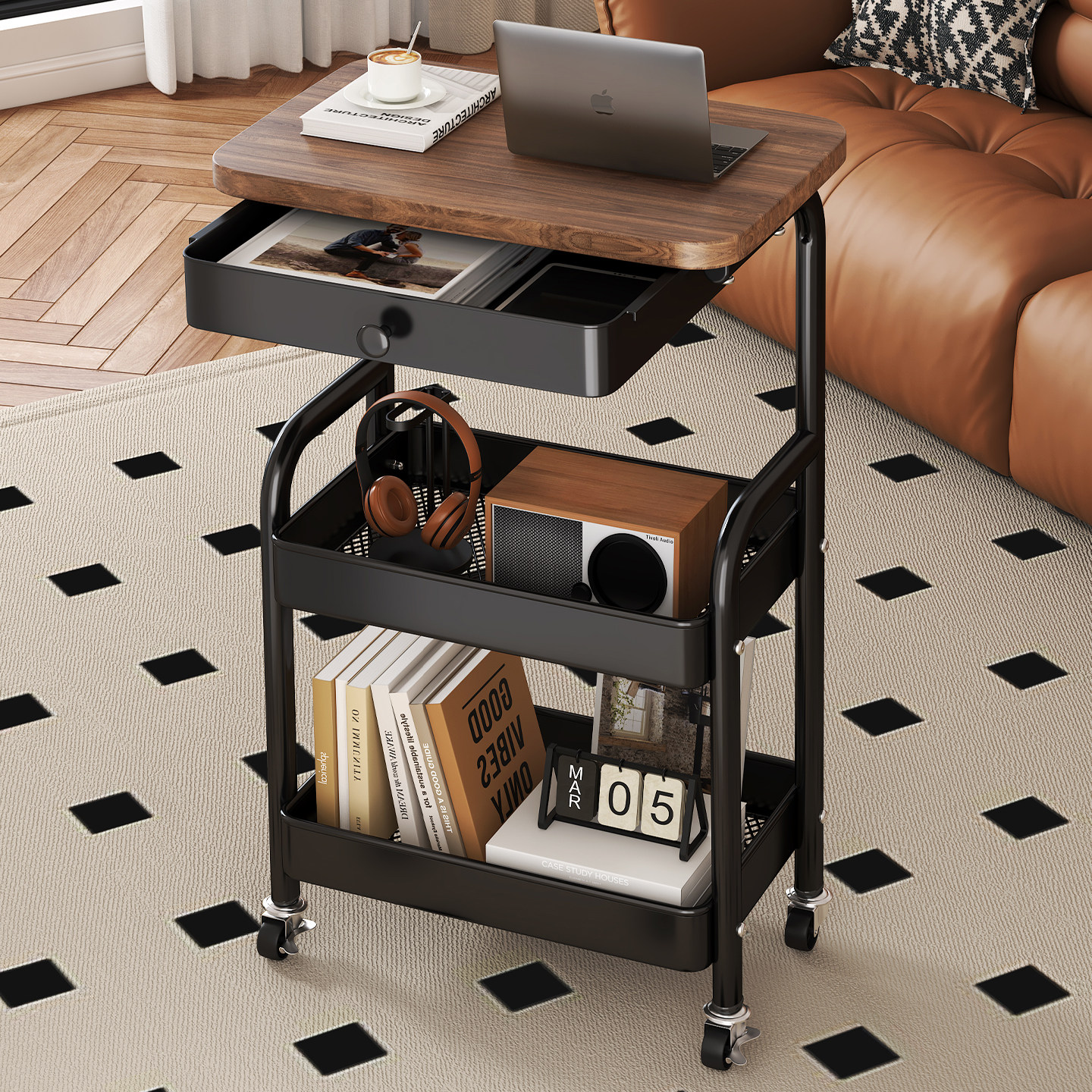 中古小推车置物架落地客厅零食收纳架移动床头柜客厅沙发边几茶几,住宅家具,移动边几/推车,淘宝优惠券,粉丝福利购,淘宝优惠卷