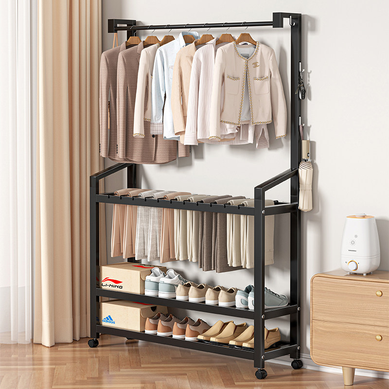 衣帽架落地挂衣架多功能家用鞋架可移动衣裤架客厅衣服收纳置物架,收纳整理,衣帽架,淘宝优惠券,粉丝福利购,淘宝优惠卷