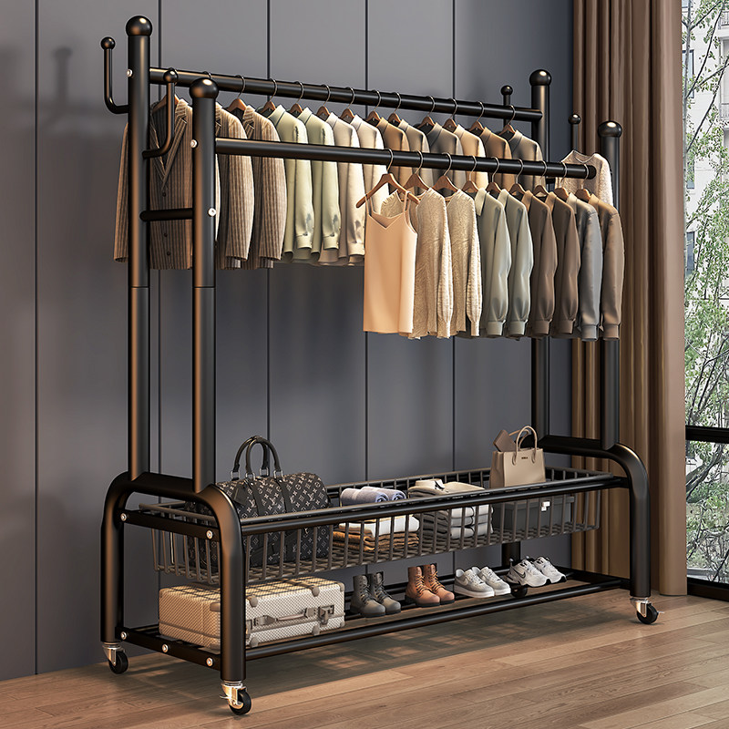 衣架卧室落地家用挂衣架加粗加大房间室内晾衣架移动多功能衣帽架