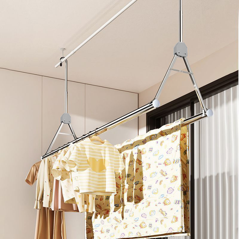 晾衣架家用阳台伸缩晾衣杆