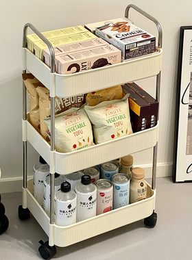 小推车置物架卧室带轮收纳架多层客厅移动落地简易玩具零食收纳架