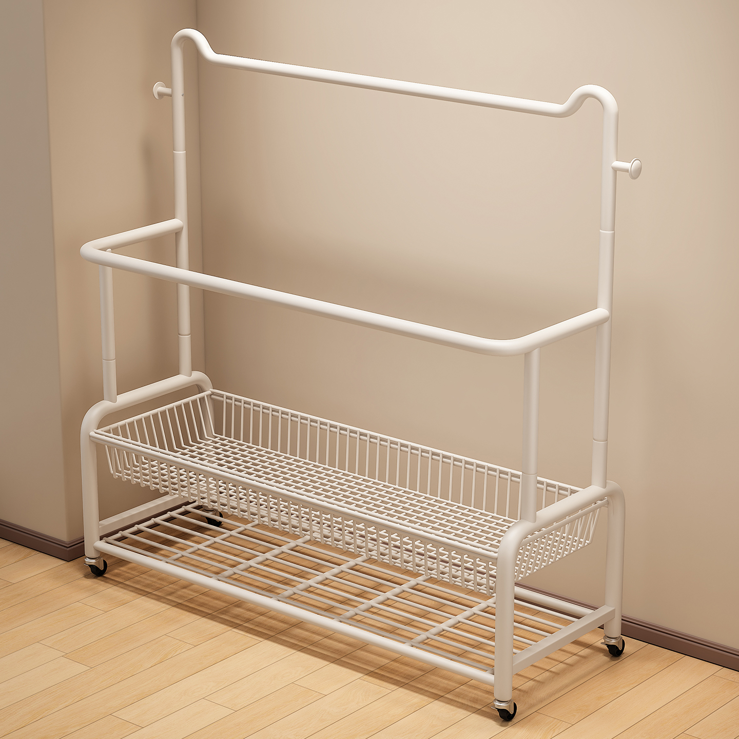 晾衣架落地阳台家用卧室挂衣架阳台多功能晾衣杆加粗加厚衣架挂杆