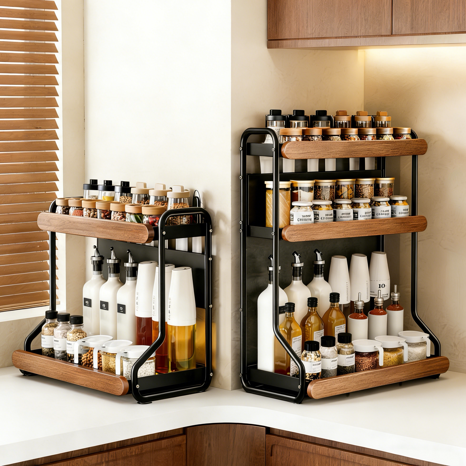 调料品置物架实木多层厨房调料架台面多功能调味料油盐酱醋收纳架