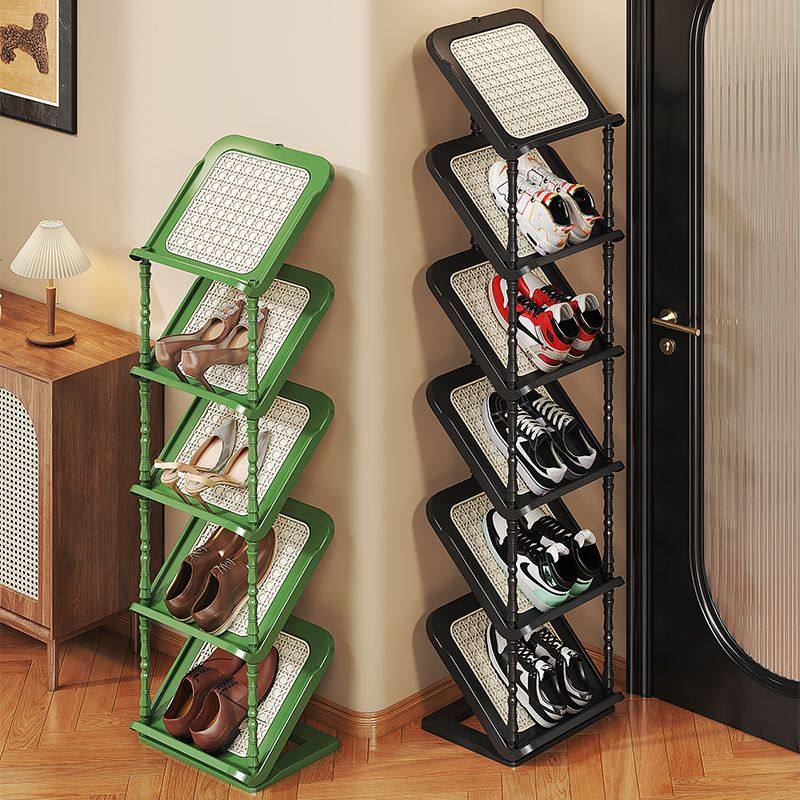 中古风藤编鞋架简易多层家用门口小窄薄鞋柜2025新款玄关收纳鞋子,收纳整理,鞋子收纳架,淘宝优惠券,粉丝福利购,淘宝优惠卷