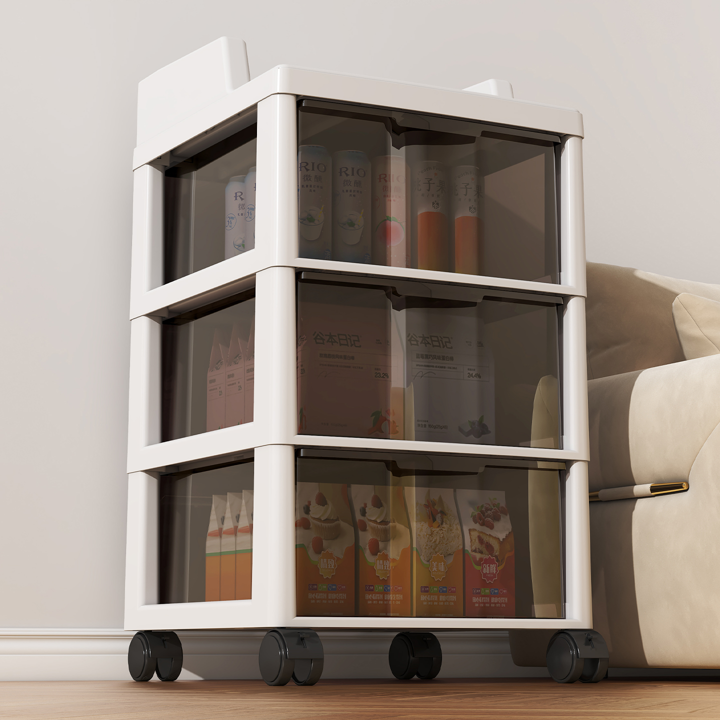 【一体免安装】小推车置物架落地