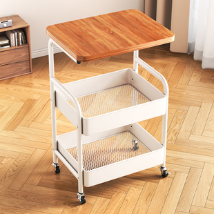 中古风小推车置物架茶几客厅家用沙发边几移动落地零食床头储物柜