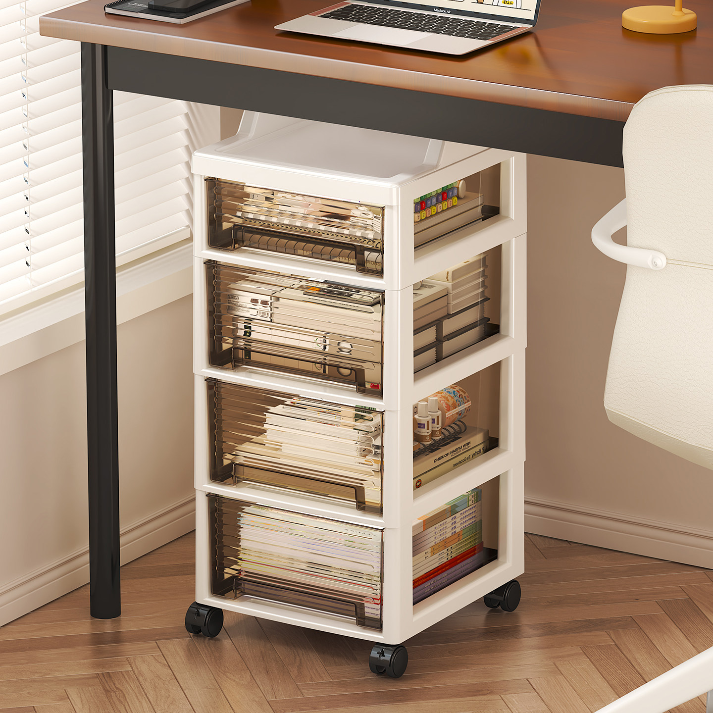 抽屉式文件收纳柜办公室桌下A4储物柜多层落地学生书包夹缝收纳架,收纳整理,收纳柜,淘宝优惠券,粉丝福利购,淘宝优惠卷