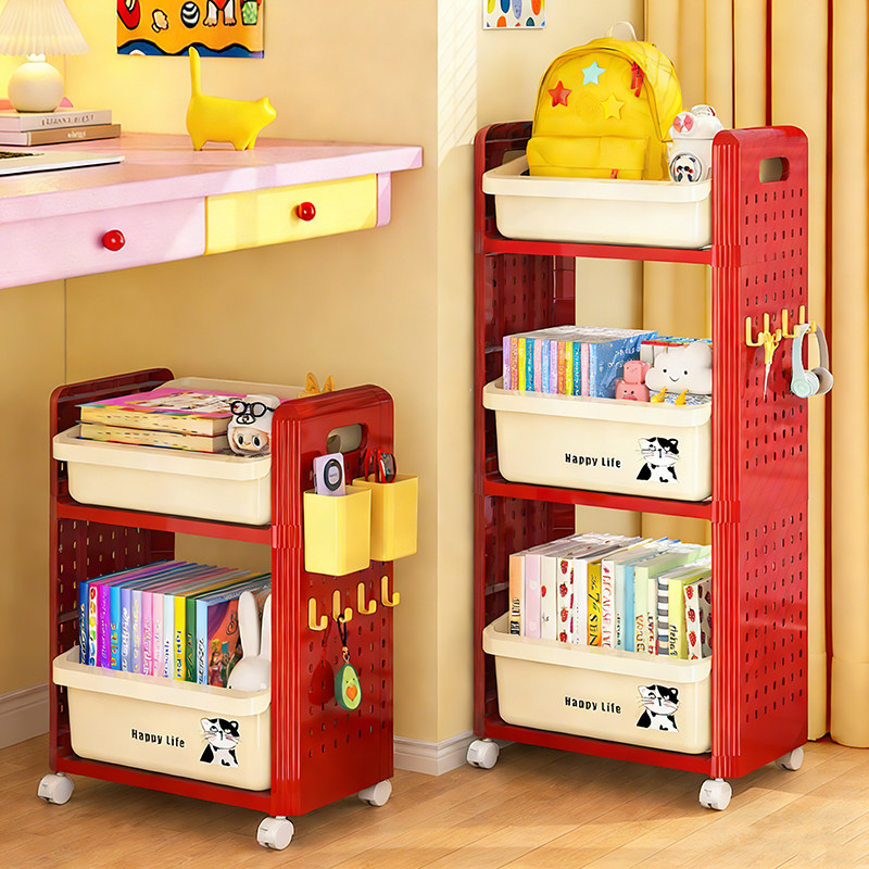书包置物架可移动小推车书本收纳架带轮落地家用桌下多层放书包架