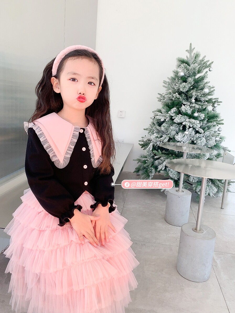 AMYBABY 여아상의 2024 이른 봄 신작 어린이의 달콤한 기질과 벨벳 인형 칼라 따뜻한 봄 의류