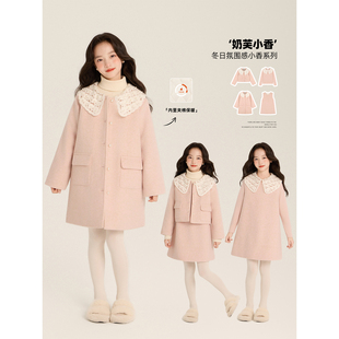 氛围感小香风呢子外套打底衫 2025新款 背心裙 冬季 Amybaby女童套装