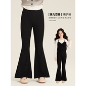 子冬款 2025新款 纯色休闲薄款 Amybaby女童裤 高腰显瘦百搭喇叭裤